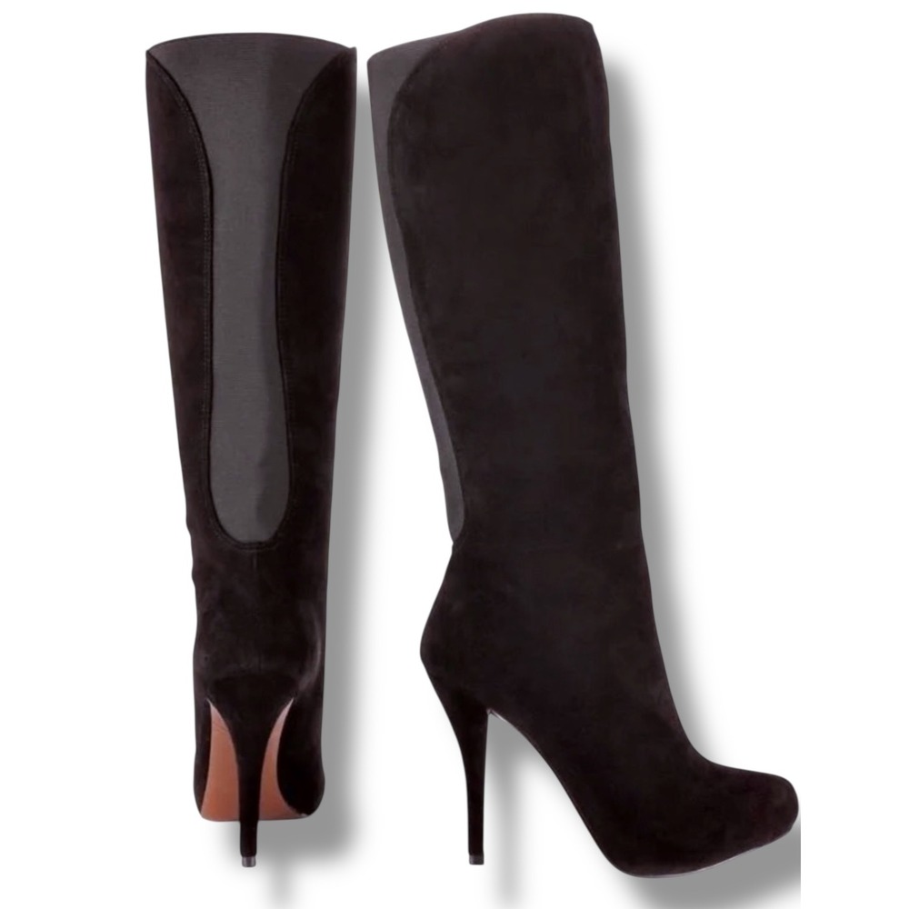 NIB Enzo Angiolini Black Suede Stiletto Heel Knee High Boots Women Sz 10M YABBO